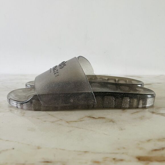 COACH Ulyssa Glitter Gray Logo Jelly Transparent Pool Slide Slippers - US 8 - Picture 4 of 7